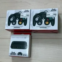 新品　ゲームキューブコントローラー　スマブラブラック　2個　接続タップ　1個