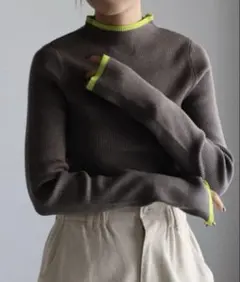 【新品】(リブG×Y)BONJOUR SAGAN 配色デザインリブニット