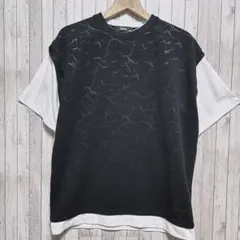 【モッシモ】フェイクレイヤード Tシャツ ブラック Mサイズのサムネイル