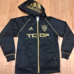 adidas フード付きジャージ 150 ブラック/ゴールド アディダス