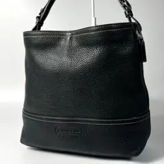 美品 COACH ショルダーバッグ シグネチャー バケツ型 シボ革 5715