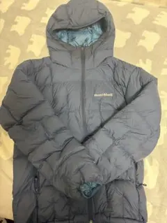 美品》モンベル ネージュダウンパーカ ドローコード ネイビー メンズL