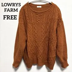 【LOWRYS FARM】パッチワークケーブルニット オレンジ フリーサイズ