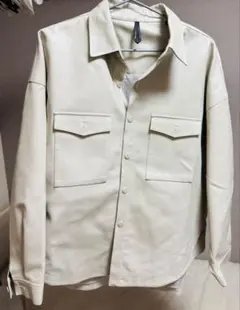 HALHAM クリーム レザーシャツジャケット M
