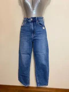 ハイウエスト ブルーデニム ワイドレッグ