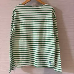 オーシバル★40/2 ボートネックドロップスリーブ　ボーダーグリーン　T2509