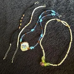 ビーズ アクセサリーセット 南国 マルチカラー ロングネックレス エスニック