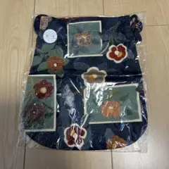 花柄 和装用バッグ 藍色　巾着