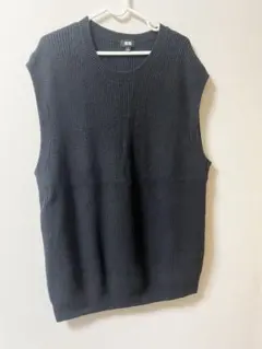 【UNIQLO】 ニットベスト XL ブラック コットン混 オーバーサイズ