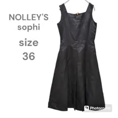 NOLLEY'S　ノースリーブワンピース　ひざ丈　ブラック　フレア　Ｓ　光沢感