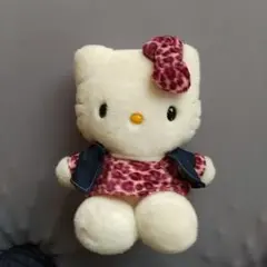 ハローキティ ぬいぐるみ 豹柄ワンピースデニムジャケット　2002年紫