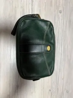 dunhill グリーン レザー クラッチバッグ　アンティーク　中古　値下げ