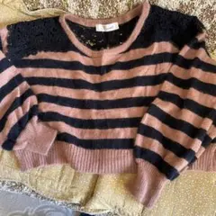 スナイデル ストライプ レース ディテール ニット