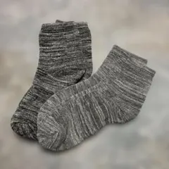 新品★厚手靴下　25-27cm 綿混 グレー2足セット　防臭　もこもこ　裏パイル