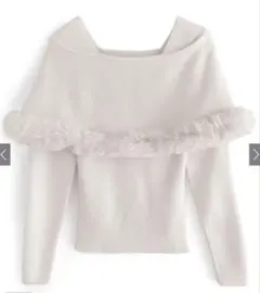 GRL ファー付きケープ風ニットトップス L