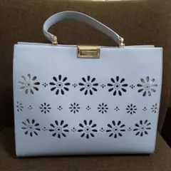 ケイトスペード kate spade フラワーカット ハンドバック ライトブルー