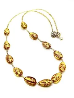 【イタリア製】ゴールドベネチアンガラスネックレス61cm K18金箔ドロップ形