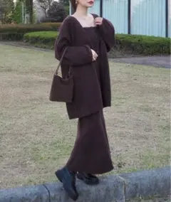 knit cardigan tops skirt 3set