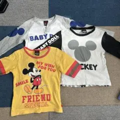 BABY DOLL ミッキーマウス 各種袖 Tシャツ 100cm 3枚セット
