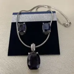 美品　ネックレス　イヤリングの2点セット　紫水晶風ストーン　ABON