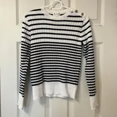 ロペピクニック 白黒ストライプ 綿ニット 38