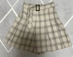 Honeys チェック　プリーツスカート風キュロット S