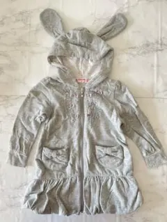 メゾピアノ パーカー　90 グレー　うさ耳　ワンピース　mezzo piano