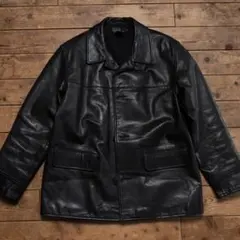 90s POLO ラルフローレン レザー カーコート M ブラック ヴィンテージ