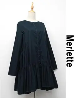 Q385 Merlette ティアードワンピース 藍染め シャツ生地 薄手のサムネイル