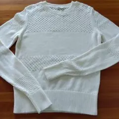 UNIQLO Ｕコットンニット　白　メッシュボーダー