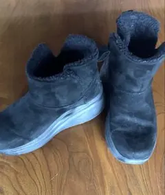 ブラックスエード ショートブーツ　ムートンブーツ　裏起毛 M