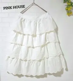 【PINK HOUSE　ピンクハウス】段々フリルスカート　ホワイト　コットンのサムネイル