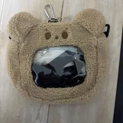 クマ耳フリースポーチ 透明ポケット付き 痛バッグ