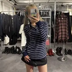 ラルフローレン　ポロシャツ　ビックポニー　Y2K 刺繍　polo 長袖　ボーダー