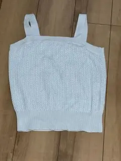 【秋セール】アイシーブルーノースリーブニットトップス