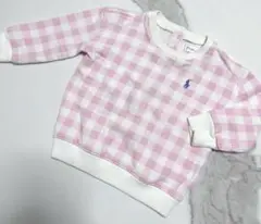 【美品】ラルフローレン❤️裏起毛チェックトレーナー12m（70-80cm相当）