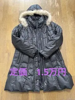 【美品】 フード付き ブラック ダウンジャケット ダウンコートMサイズ