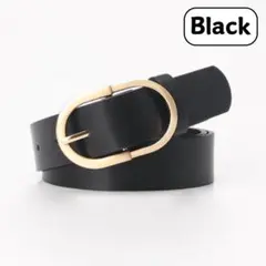 レディース ベルト レザー おしゃれ 円形 丸バックル ゴールド ブラック 黒