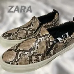 ☆ZARA☆ 新品未使用品！エナメル　パイソン　デッキ　スリッポン　EU41