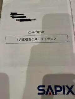 ⑳み 書き込み処理済み サピックス SAPIX 6年 7月復習テスト 年間