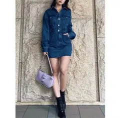 エゴイスト EGOIST ウエストタックデニムワンピース （BLUE）