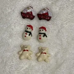 【昭和レトロ・当時物】　クリスマスボタンの会　サンタさん　雪だるま　くまさん