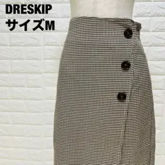 DRESKIP チェック柄タイトスカート Mサイズ ウエストゴム 美品【743】のサムネイル