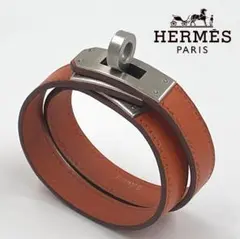 【超美品】エルメス ケリー ドゥブルトゥール ブレスレット S 黒×シルバー レザーブレスレット 《ケリー》 ドゥブルトゥール | Hermès