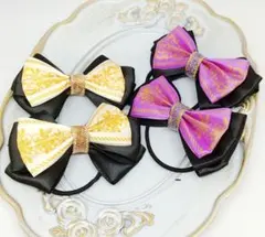 【ハロウィン】リボン ヘアゴム【白&紫】