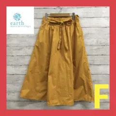 earth フレアスカート ウエストリボン レディース F オレンジ