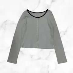 グレー リブ編み 長袖カーディガン　y2k グランジ　ヴィンテージ