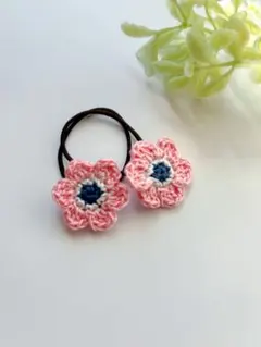 630☆花モチーフ ヘアゴム ハンドメイド　アネモネ　子供キッズ