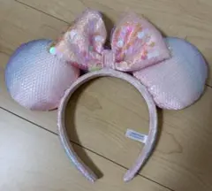 ディズニー ミニー カチューシャ ピンク 水色 スパンコール リボン