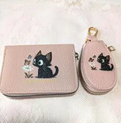 猫 キーケース カードケース ピンク 2点セット